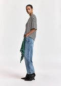 Essentiel Kriss Striped T-Shirt W/Brooch Black