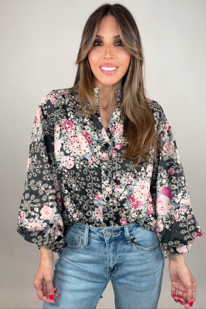 Style the Fate Midnight Bloom Blouse exclusively at Born To Glam