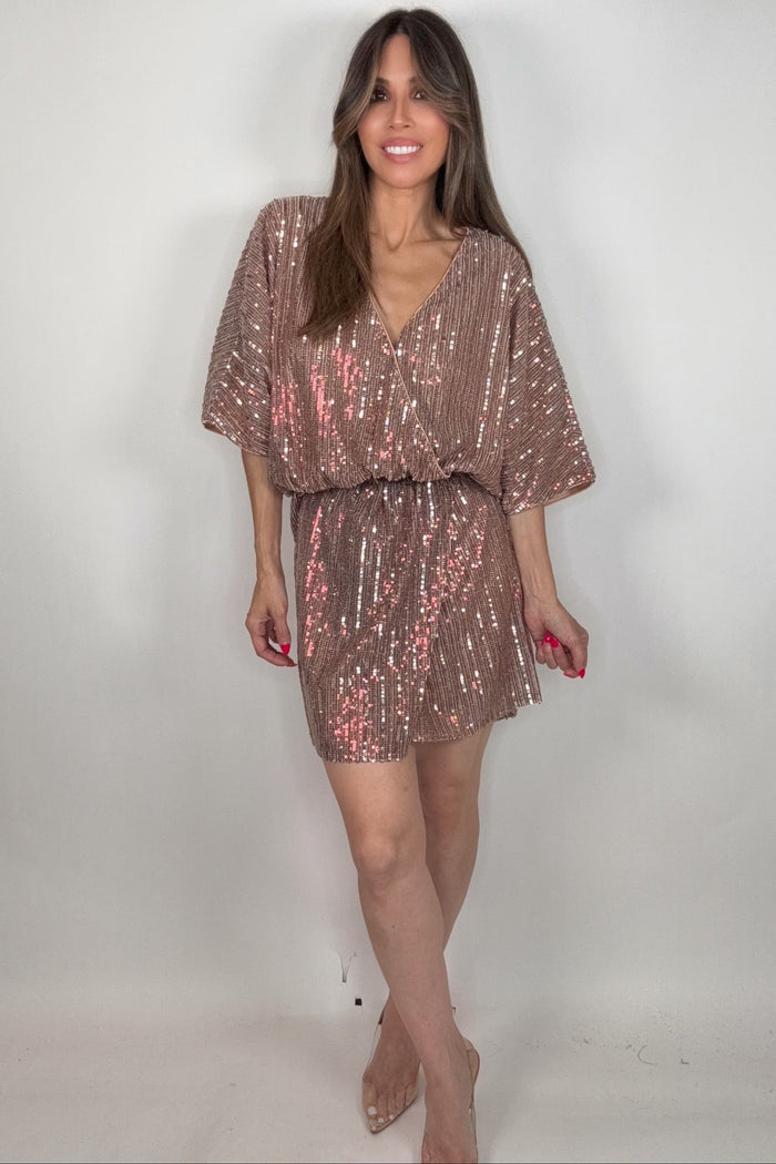Style the Fate Sequin Wrap Dress exclusively at Born To Glam