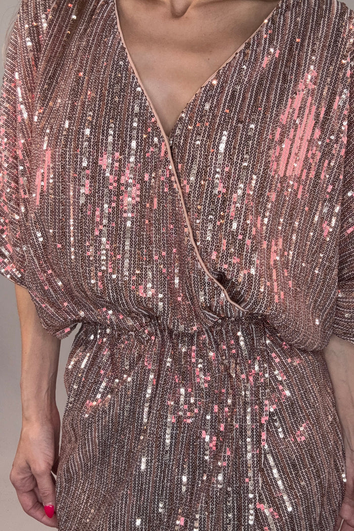 Style the Fate Sequin Wrap Dress exclusively at Born To Glam
