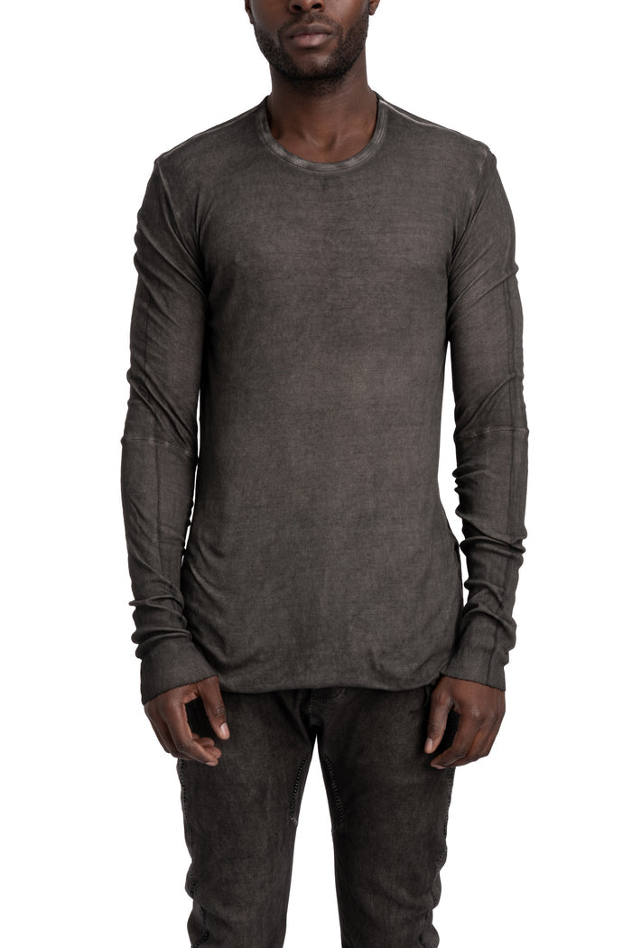 MD75 | SS26 - Fine ribbed long sleeve tee, Antra resin MD13266