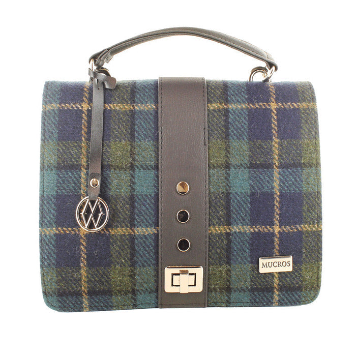 Fiona Handbag - Dark Blue & Green Plaid