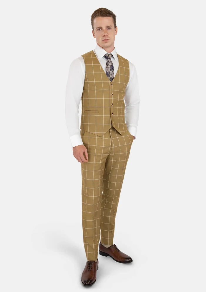 Gold Windowpane Vest - SARTORO