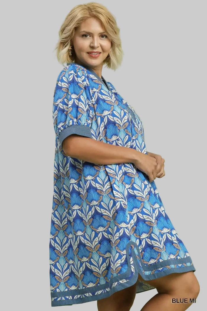 umgee plus royal blue floral print dress