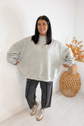 mock neck oversized sweatshirt heather grey width