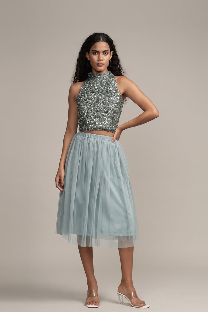 Gui Picasso Teal Sequin Top