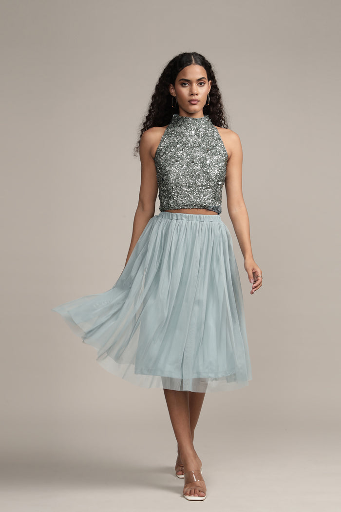 Gui Picasso Teal Sequin Top