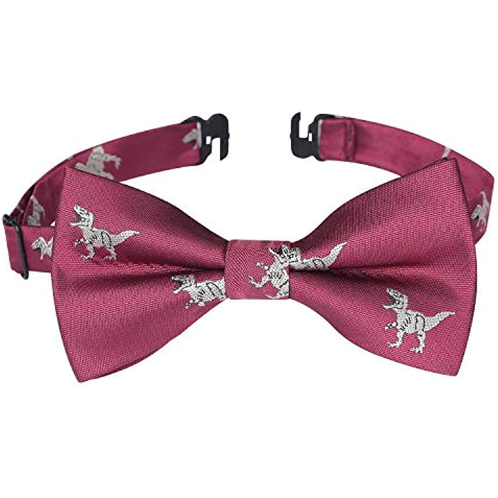 Animal Pre-Tied Bow Tie for Boy - BURGUNDY/TYRANNOSAURUS REX