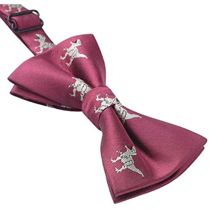 Animal Pre-Tied Bow Tie for Boy - BURGUNDY/TYRANNOSAURUS REX
