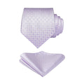 Plaid Tie Handkerchief Set - C-LAVENDER
