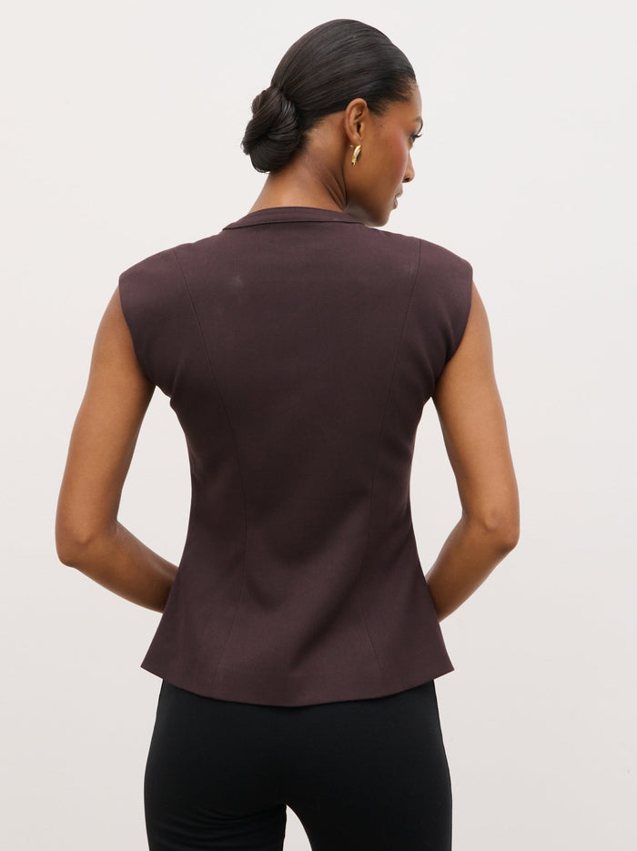 Montanna is 5'7" & Wears Size UK 6|Hollyn Sleeveless Waistcoat - Brown