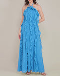 Hyacinth Chiffon Maxi Dress in Sapphire Blue