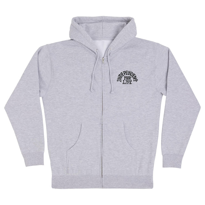 INDEPENDENT TRUCK HEAD ZIP HOODED HEAVYWEIGHT SWEATSHIRT (HEATHER GREY)