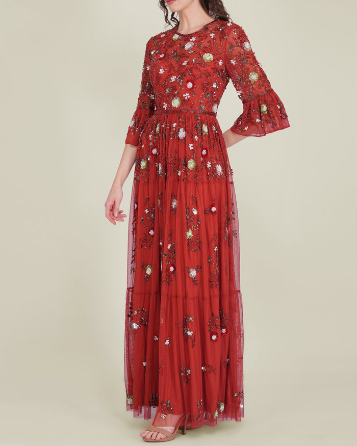 Iona Embellished Maxi Dress in Cinnamon
