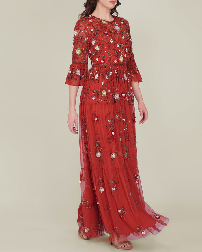 Iona Embellished Maxi Dress in Cinnamon