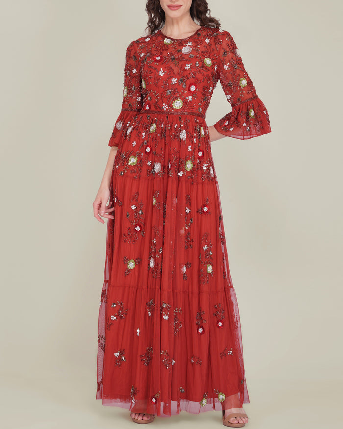 Iona Embellished Maxi Dress in Cinnamon
