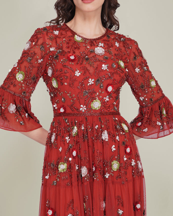 Iona Embellished Maxi Dress in Cinnamon