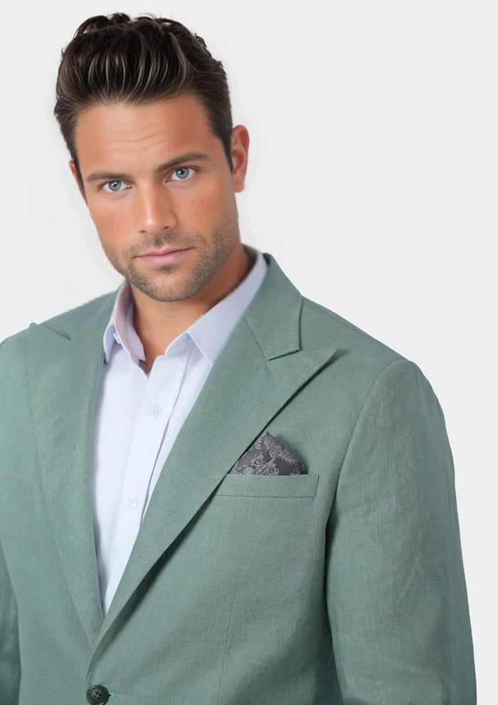 Hudson Jade Green Linen Jacket - SARTORO