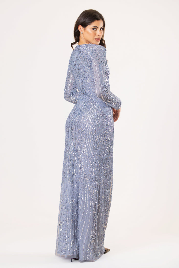 Jocasta Embellished Maxi Dress in Light Blue