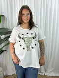 Jordy Leopard Steer Tee- White (EOFY SALE)