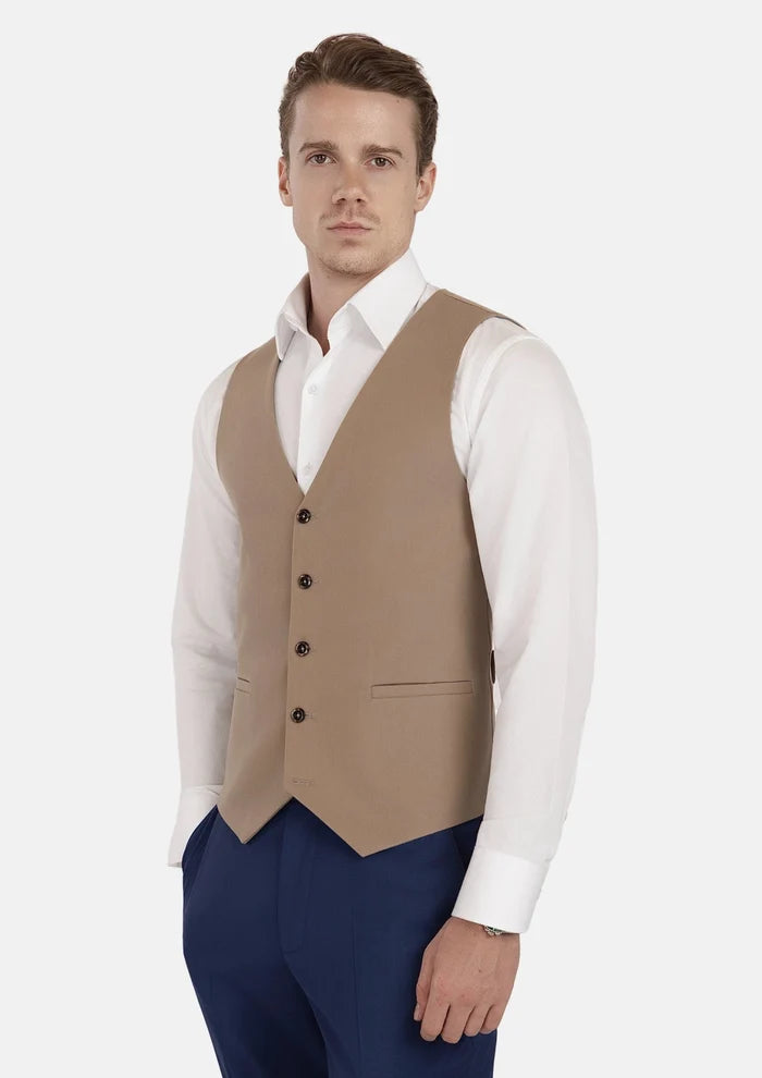 Khaki Cotton Vest - SARTORO