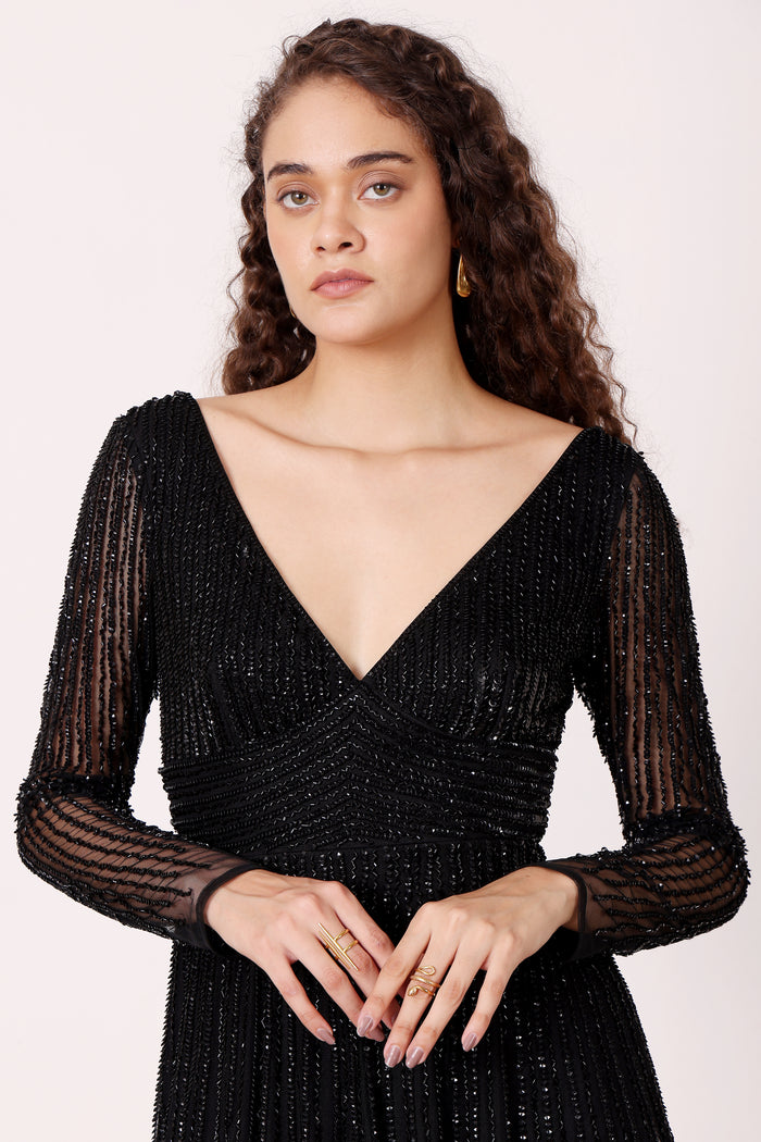 Laura Embellished Maxi Dress in Black