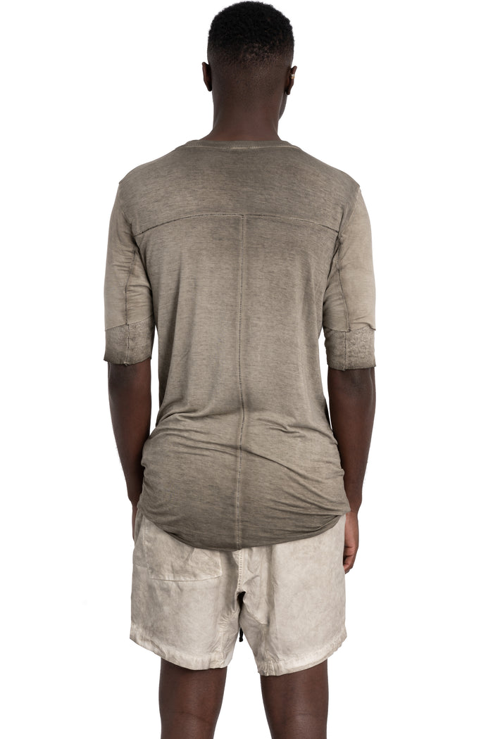 Thom Krom | SS26 - Layered t-shirt, Cold dye olive MTS940
