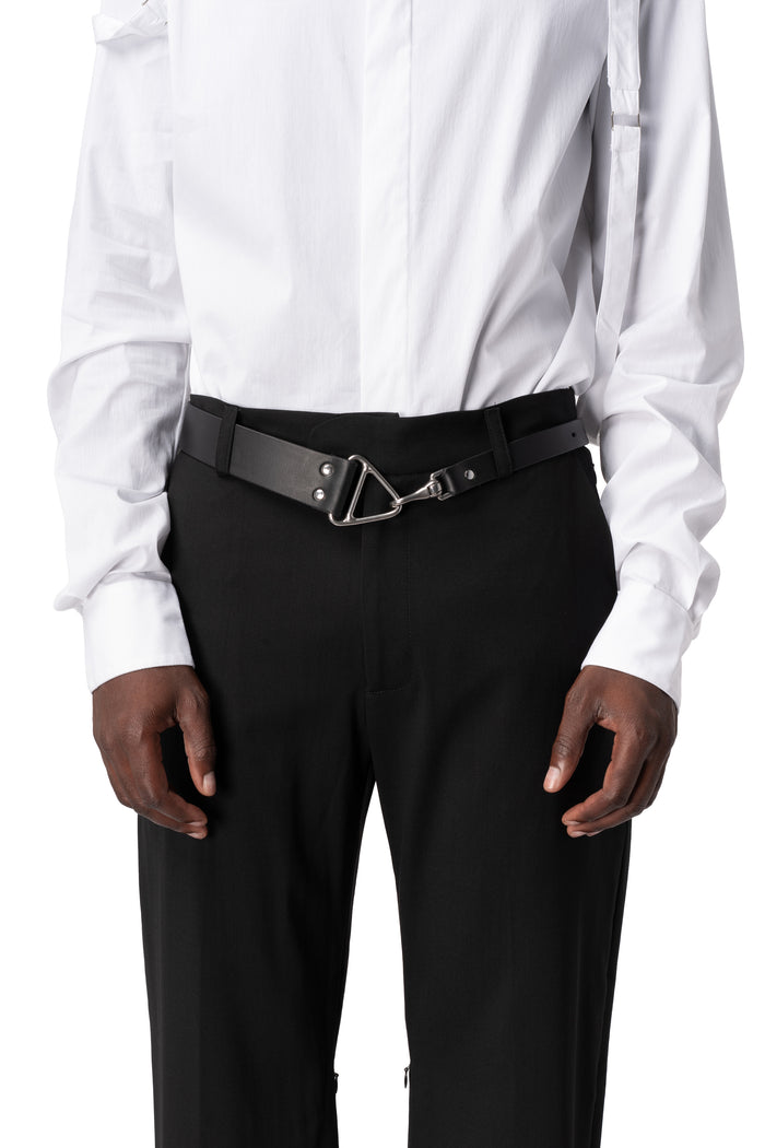 Leather latch belt, Black