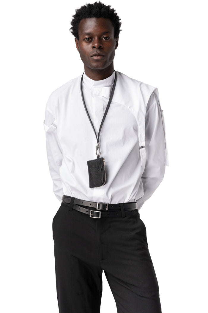Leather neck pouch card holder, Black