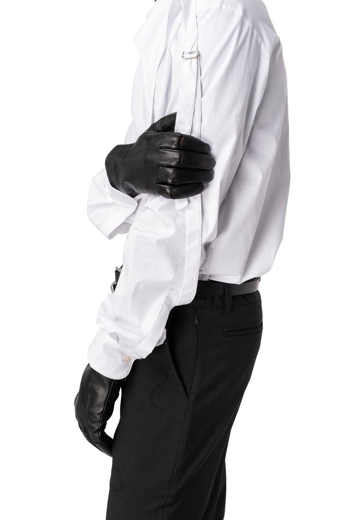 Leather slit gloves, Black