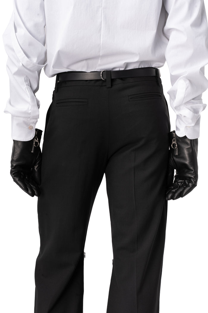 Leather slit gloves, Black
