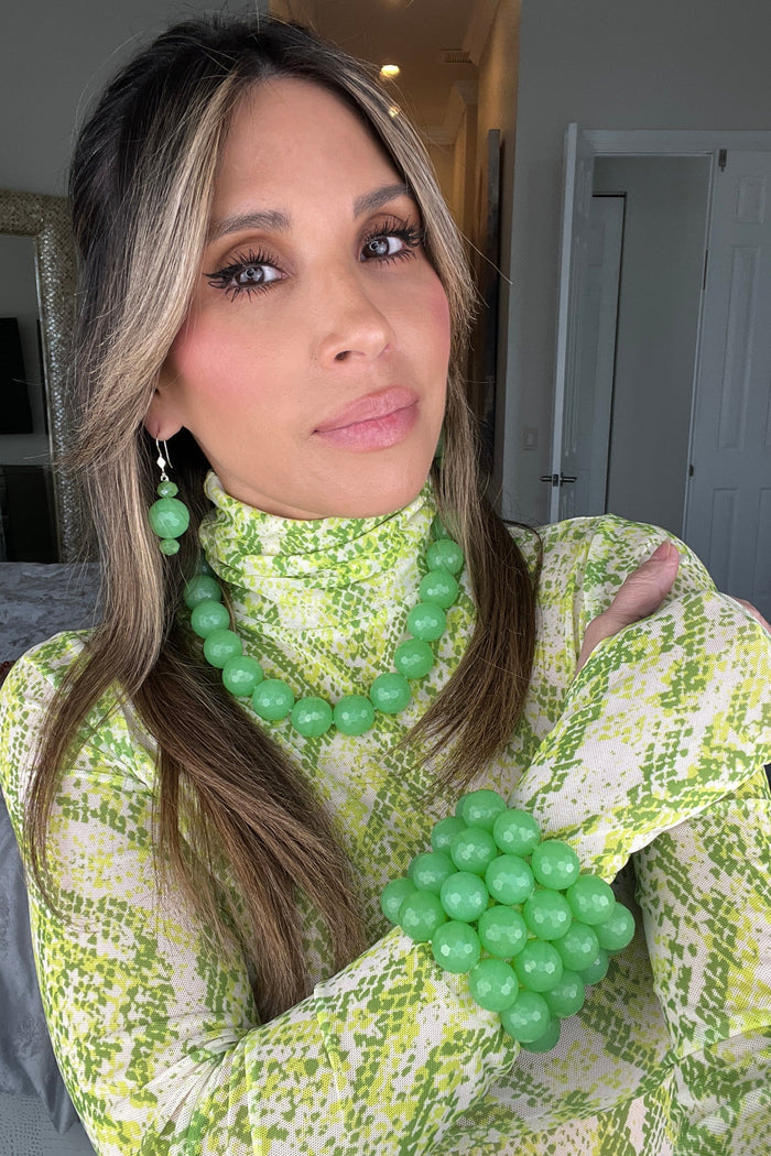 Style the Lime Green Quartz Short Necklace exclusively at Born To Glam