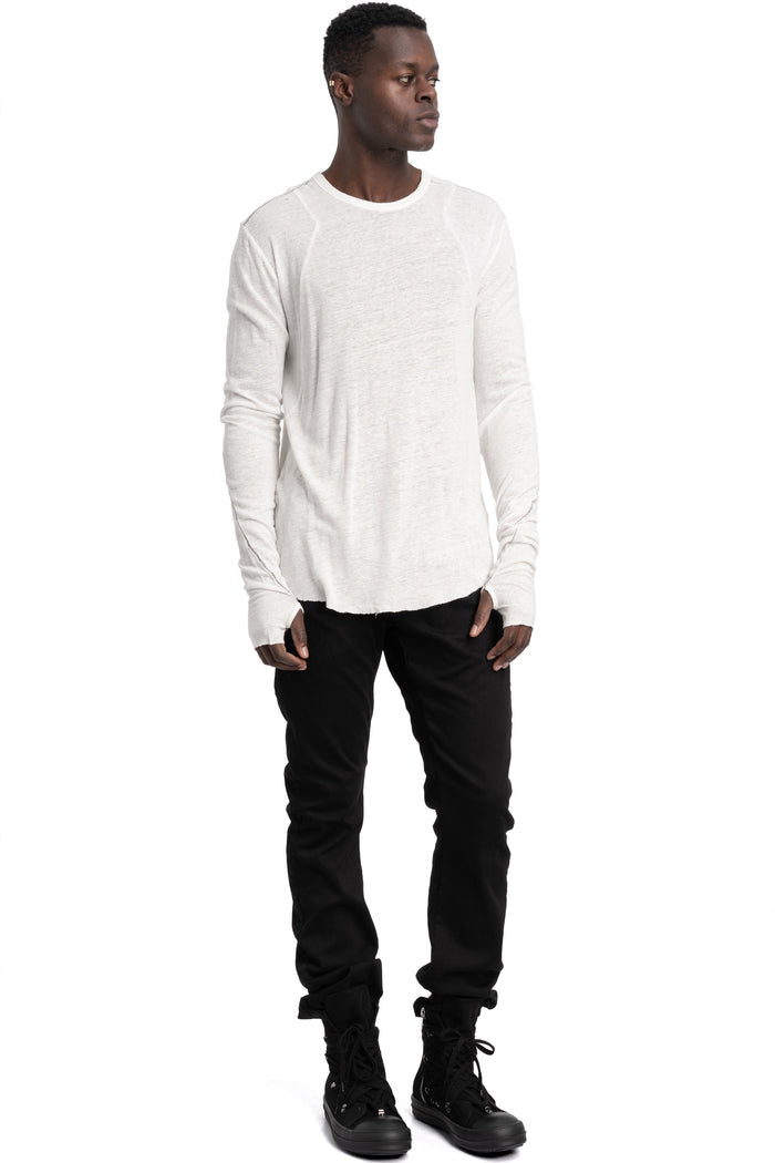 Thom Krom | SS26 - Linen long sleeve tee, White MTS932
