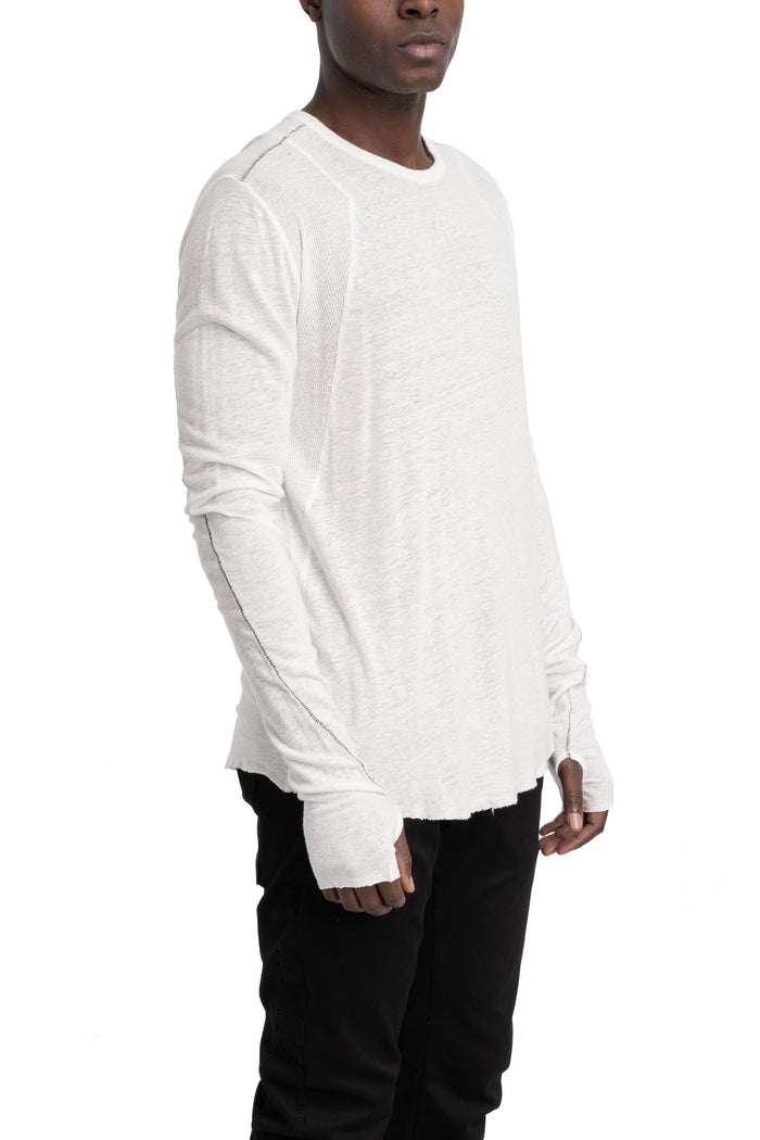 Thom Krom | SS26 - Linen long sleeve tee, White MTS932