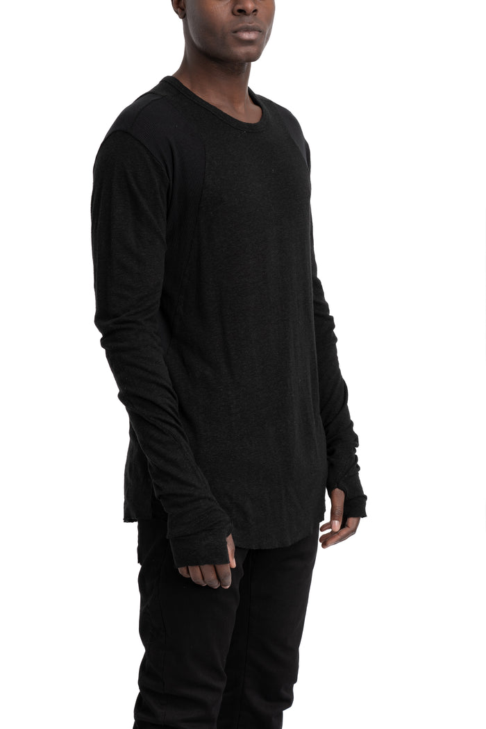 Thom Krom | SS26 - Linen long sleeve tee, Black MTS932