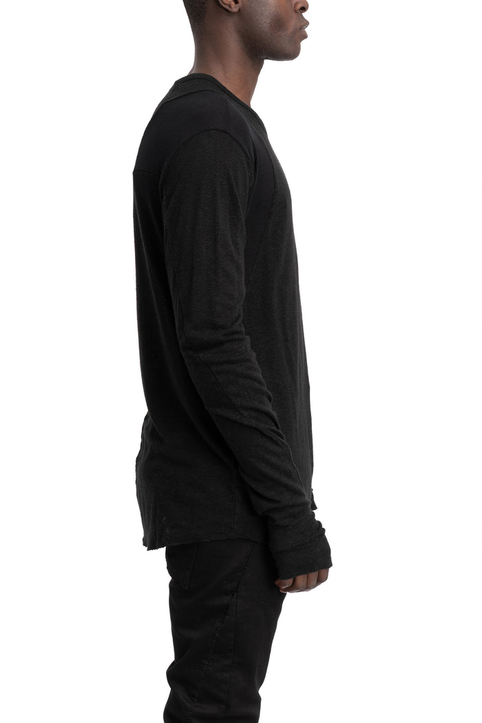 Thom Krom | SS26 - Linen long sleeve tee, Black MTS932