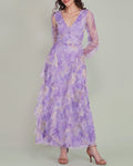 Long Sleeve Malin Tulle Maxi Dress in Blown Up Lilac Floral