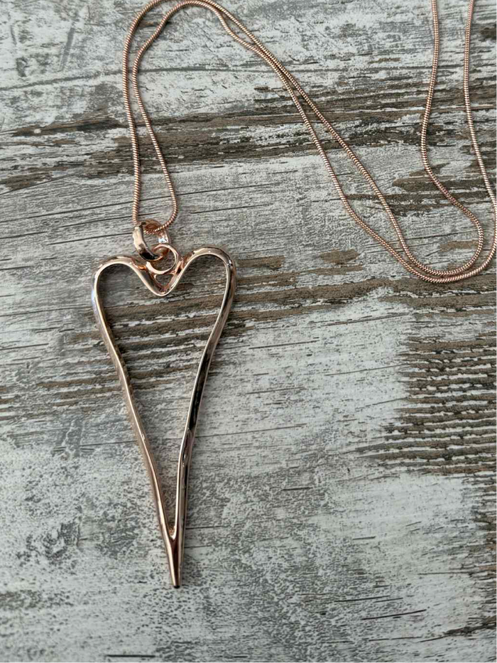 Longing For You Heart Necklace - Rose Gold