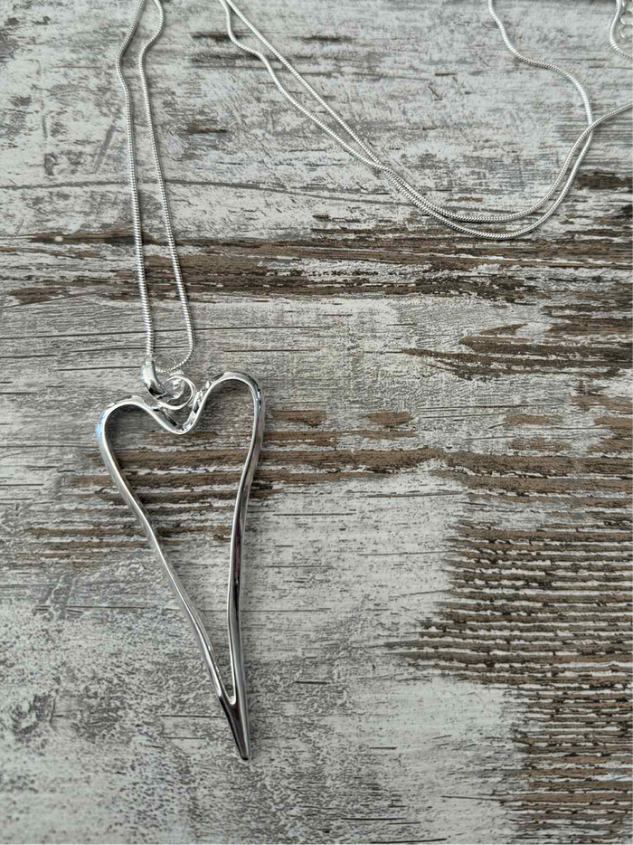 Longing For You Heart Necklace - Silver