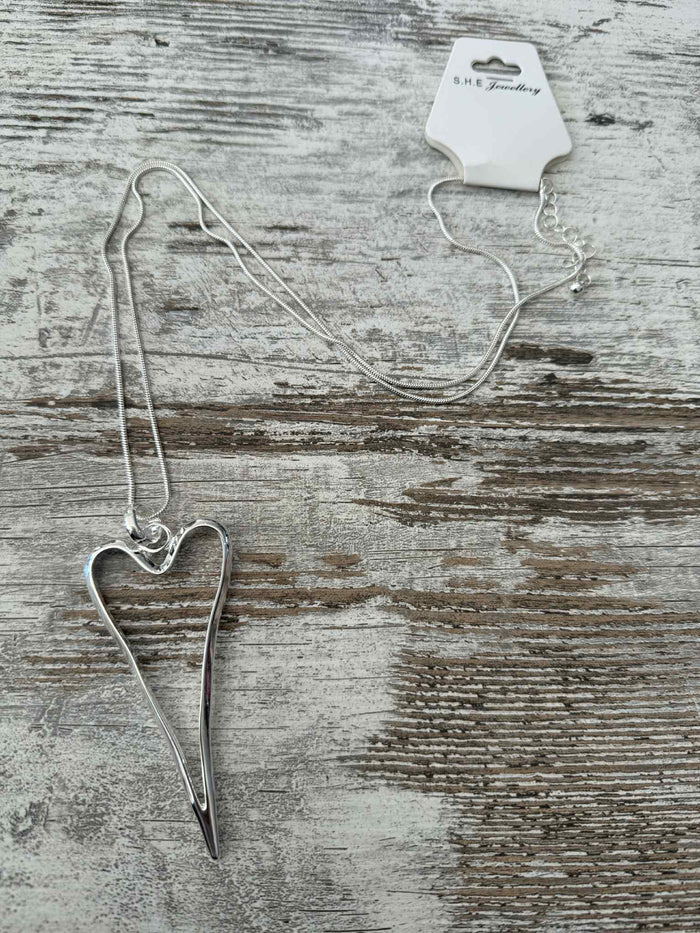 Longing For You Heart Necklace - Silver