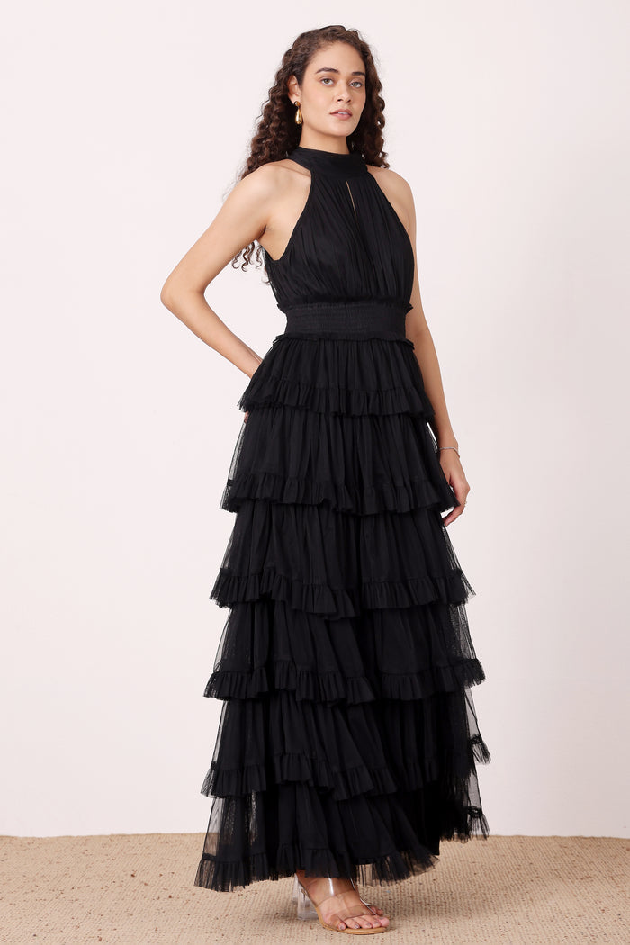 Lucerne High Neck Maxi Dress in Black