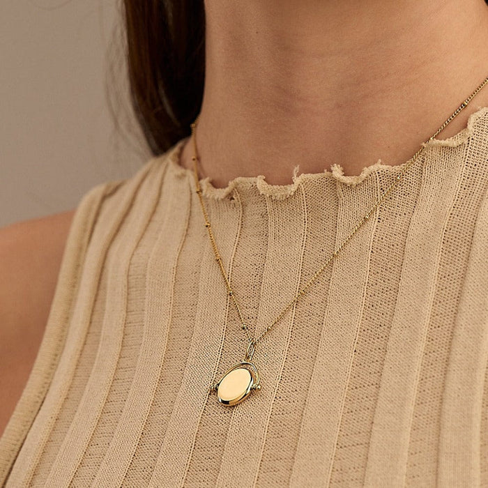 LUXE Faceted Disc Spinner Necklace - Gold