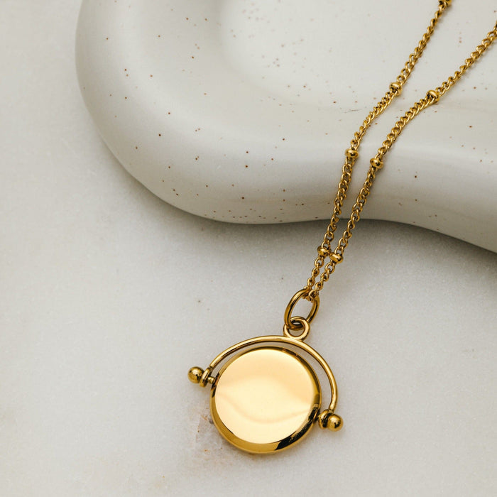 LUXE Faceted Disc Spinner Necklace - Gold