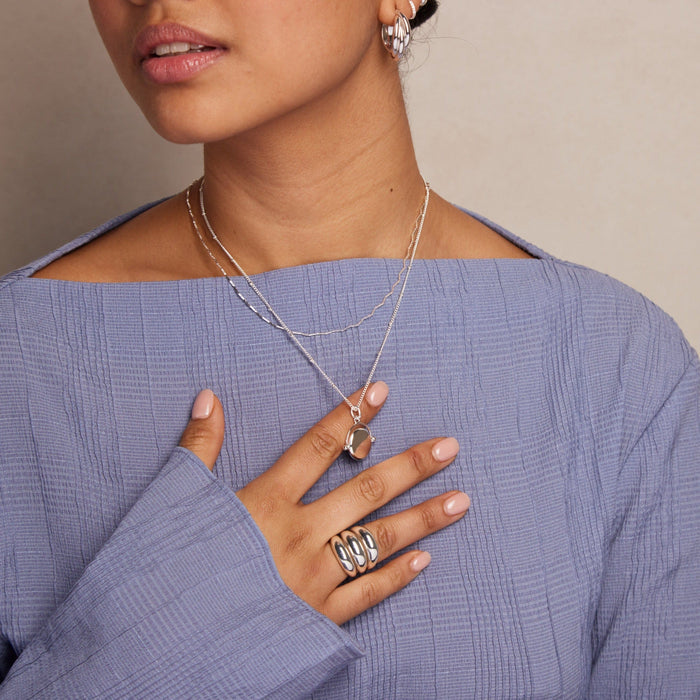 LUXE Faceted Disc Spinner Necklace - Silver