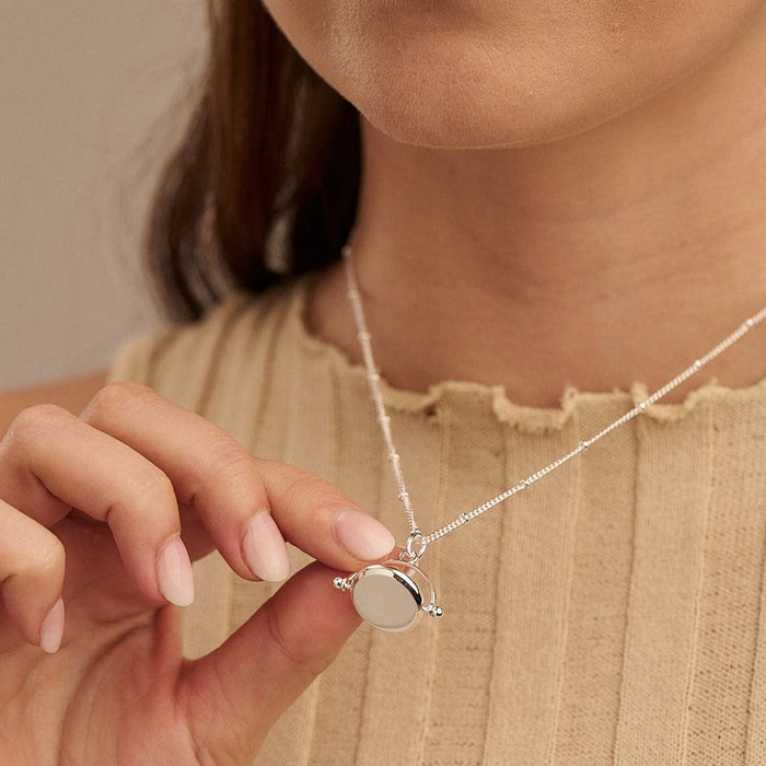 LUXE Faceted Disc Spinner Necklace - Silver