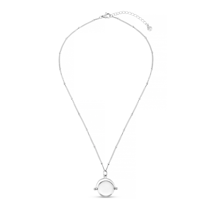 LUXE Faceted Disc Spinner Necklace - Silver
