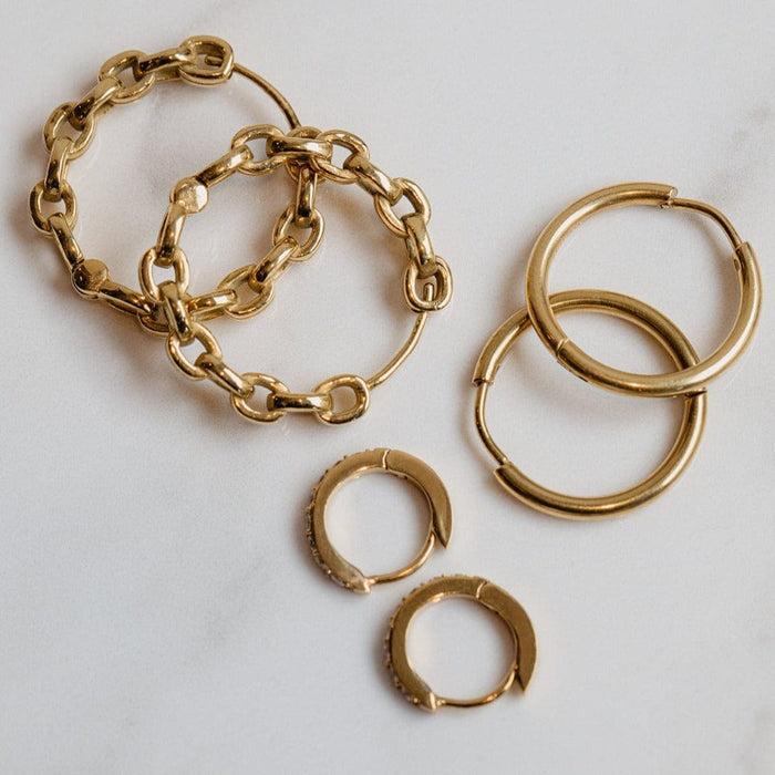 LUXE Pavé Huggie Hoop Earrings - Gold
