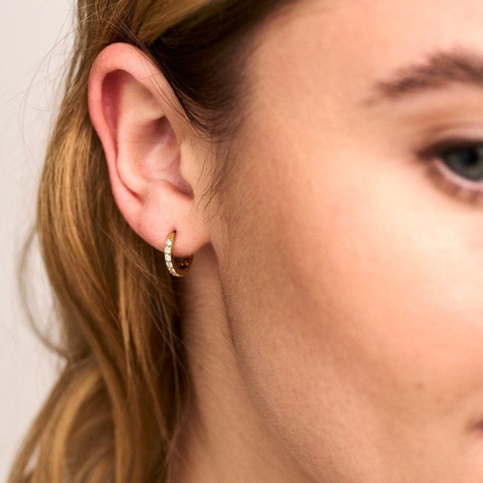 LUXE Pavé Huggie Hoop Earrings - Gold