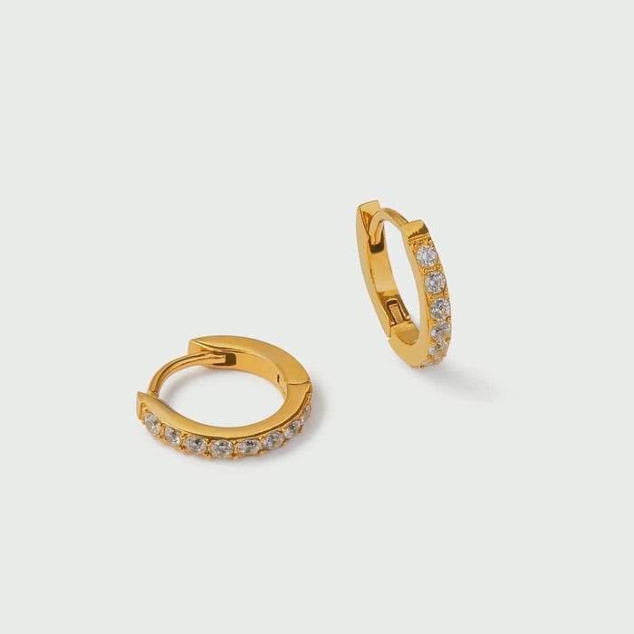 LUXE Pavé Huggie Hoop Earrings - Gold