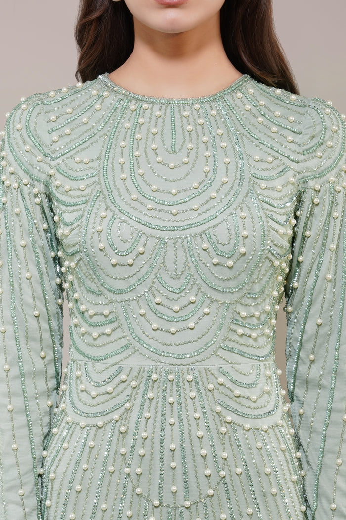 Mabel Embellished Maxi Dress in Pistachio